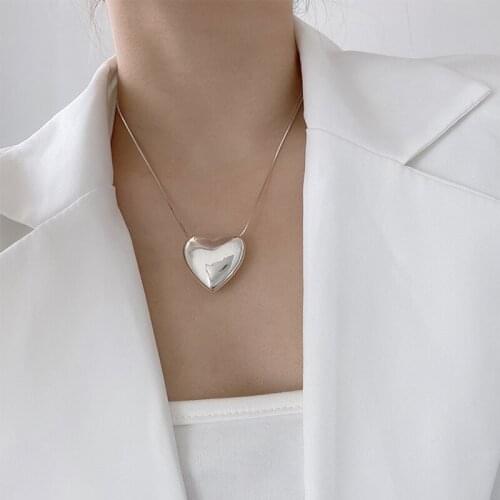 Lifefontier Stainless Steel Chain Love Heart Pendant Choker Necklaces for Women Silver Color Thin Chain Necklace Jewelry Gift