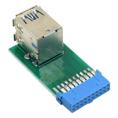 CY Vertical Dual USB 3.0 A Type Female to Motherboard 20 Pin Box Header Slot Adapter High Quality PCBA Cable