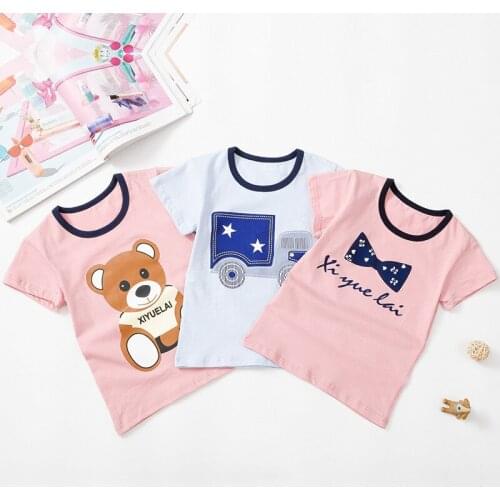 Childrens Short Sleeve Cartoon Summer T-shirt Boys Girls Cotton Top New Kids'T-shirt