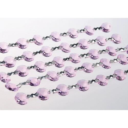 Garland Chakra Spectra 3 Feet Pink Prisms Glass Crystal Octagon Beads 14mm Wedding Chandelier Parts Suncatcher Rainbows M02050-2