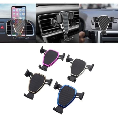 Carbon fiber Gravity Car Phone Holder For Phone in Car Air Vent Clip Mount No Magnetic Mobile Phone Holder Cell Stand Support