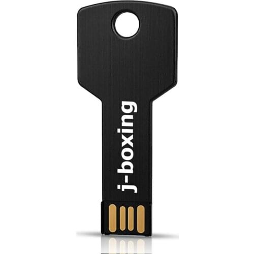 J-boxing USB Flash Drive Pen Drive Memory Stick 32GB 64GB Metal Key Shape USB 2.0 Pendrives 8GB 16GB for PC Macbook Tablet Black