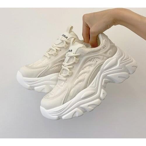 Summer Casual Women Wedge Sneakers High Heels Platform Sports Shoes Thick Bottom Walking Shoes 2021 Breathable