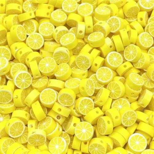 30pcs/lot 10mm Lemon Beads Polymer Clay Beads Polymer Clay Spacer Beads For Jewelry Making DIY Bracelet necklace #08