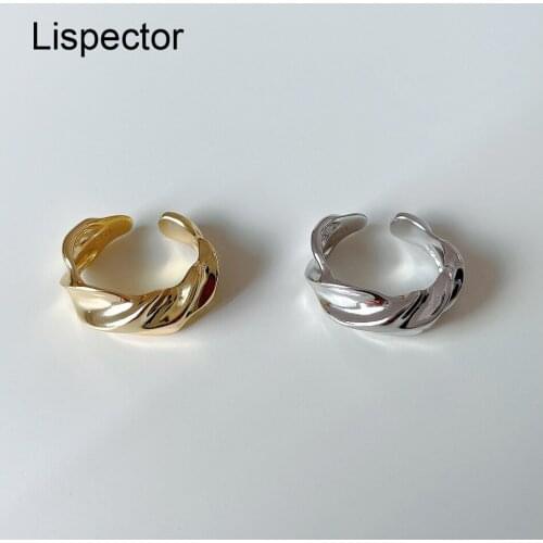 Lispector 925 Sterling Silver Hip Hop Irregular Geometric Rings for Women Men Minimalist Rock Twisted Ring Unisex Jewelry Gifts