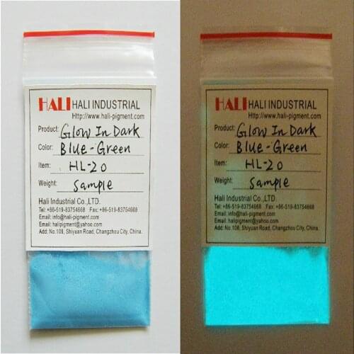 Luminescent pigment, photoluminescent pigment, glow in dark pigment, color:violet, green, orange