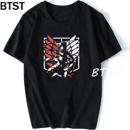 Mikasa Warrior Attack On Titan funny anime design ee Homme Japanese cartoon Style Tshirt Plus Size Cotton Soft Tops T-Shirt Men