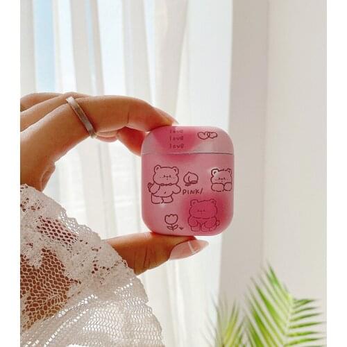 Cute cartoon Fruit crystal stickers pattern For Apple airpods 1 2 pro Bluetooth Headset Bear Matte IMD Shell For Airpod Pro Case