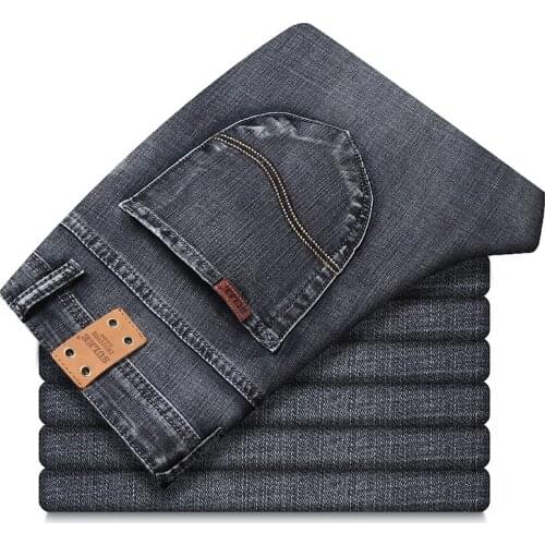 2020 Sulee Autumn New Men Gray Blue Straight Jeans Straight Advanced Stretch Business Casual Trousers Male Brand Pants