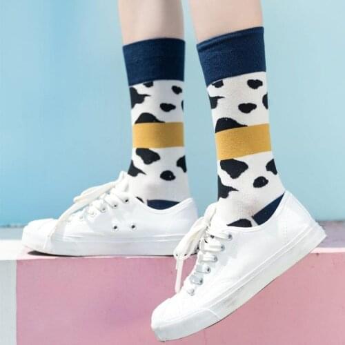 Jeseca New Fashion Designer Women Long Socks Harajuku Streetwear Fashion Girls Leopard Anime Winter Cotton Soft Warm Underwear