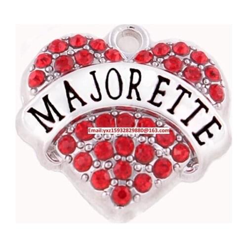 New Arrial Heart Rhinestone MAJORETTE Zinc alloy die casting 50pcs/lot studded with sparkling red crystals Pendants