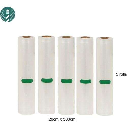 5 Rolls/Lot Vacuum Sealer Bags Food Storage Bags Kitchen Fresh Food Packaging Bag 20cm*500cm