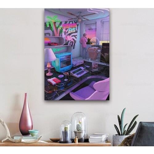 Synthwave Miami 85 Retrowave poster Canvas Wall Art Decoration prints for living Kid Children room Home bedroom decor painting