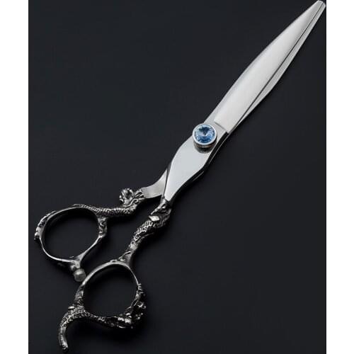 Professional 7 inch pet small animal grooming shears hair cut scissors for dog sheep Silver upscale Dragon handle scissors
