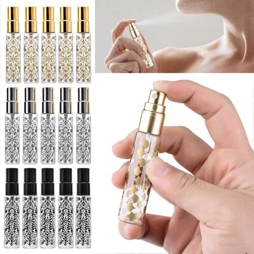 10ml Empty Glass Spray Bottle Japan Flowers Printed Perfume Atomizer Bottle Refillable Portable Perfume Bottle Fine Mist Spray