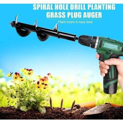 Spiral Hole Drill Planting Grass Plug Auger Multi Functional Planter Drill Grass Garden Seeder Tools Grass Auger for Gardening