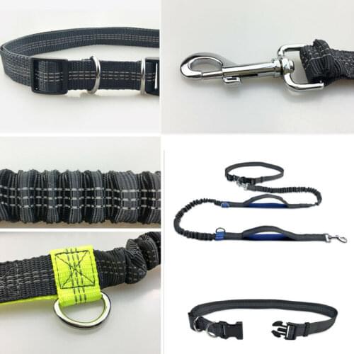 2021 New Reflective Leash Traction Rope Pet Dog Running Belt Elastic Hands Freely Jogging Pull Dog Leash Metal D-ring Leashes