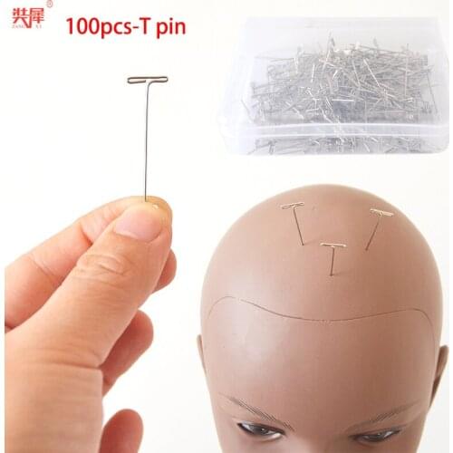 Wig Making T Pins 1.5 Inch For Holding Wigs Hair Extender Wig Fixing Blocking Knitting Modelling And Crafts100Pcs T-Pins