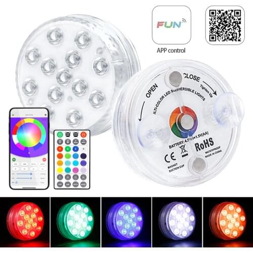 USB Rechargeable Diving Light RGB 13LED With Suction Cup RF Control Outdoor Waterproof Fish Tank Light 28-key Remote Control