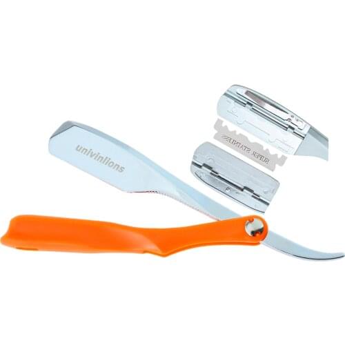 Spring Orange Handle Dural Edge Razors Women Men Hair Removal Barber Razors Shaving Shavette Beard Face Underarm Body Eyebrow