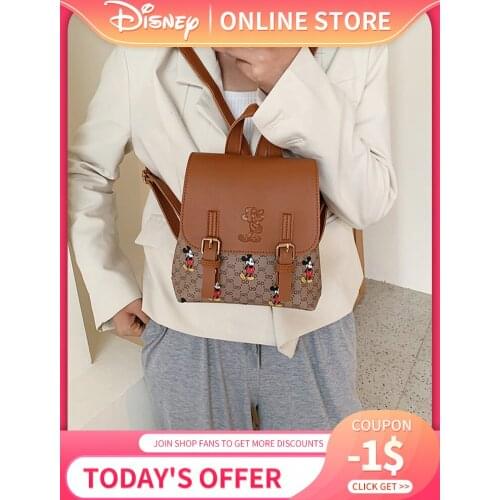 Disney Vintage Luxury PU Leather Diaper Bag Mickey Mouse Mommy Maternity Nappy Bag Large Capacit Baby Backpack for Baby Care