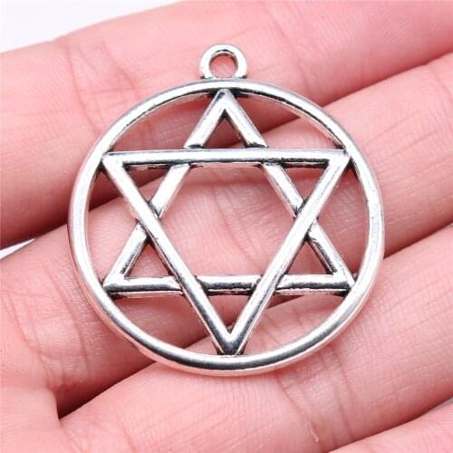 WYSIWYG 3pcs 39x35mm Round Star Of David Charm Round Star Of David Pendant David Star Charm For Jewelry Making
