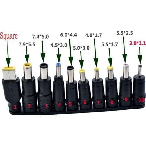10pcs/Set 5.5x2.1/2.5mm Multi-type Male Jack for DC Plugs for AC Power Adapter Computer Cables Connectors for Notebook Laptop