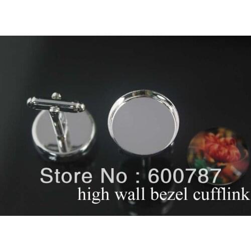 10pcs Round Cufflink Blanks Settings 16/18/20mm Cufflinks Trays Sliver Plated French Cuff links Cabochons Cameo Bezel Base
