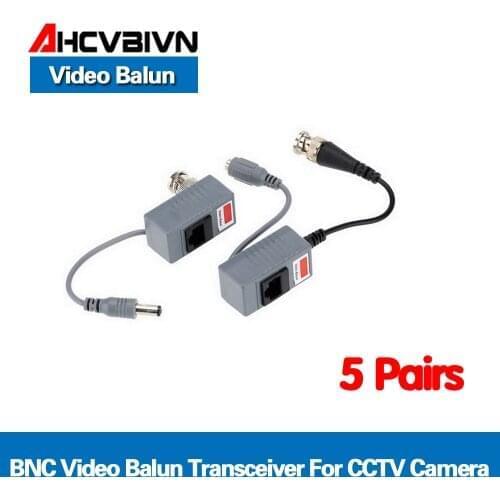 10pcs CCTV Camera Accessories Audio Video Balun Transceiver BNC UTP RJ45 Video Balun with Audio and Power over CAT5/5E/6 Cable
