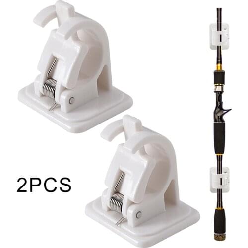 2pcs Wall Mounted Fishing Rod Storage Clips Clamps Holder Rack Organizer ABS Fishing Rod Rack Pesca Iscas Fish Tackle Tools
