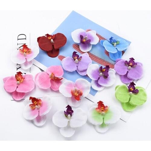 20/50 Pieces Butterfly orchid flowers for scrapbooking diy gifts box decorative flowers wedding bridal brooch artificial plants