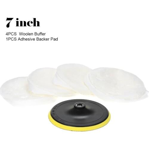 5PCS Car Polishing Wool Buffers Waxing Buffing grinding Kit for Car Polisher Buffer Waxer 4 Woolen Buffer + Adhesive Backer Pad