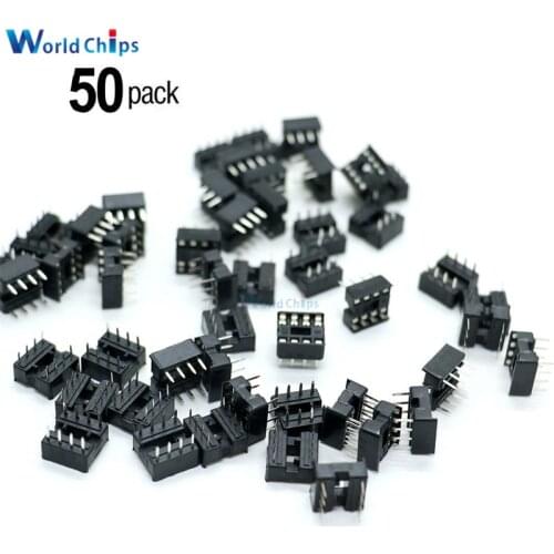 50PCS 2.54MM 8 Pin 8 Pin DIP-8 8DIP 8 DIP IC Sockets Adapter Solder Type 2.54 mm