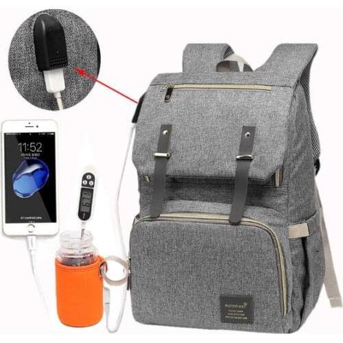 Large Capacity Diaper Bag USB Baby Nappy Bag Mummy Daddy Backpack Waterproof Casual Laptop Bag USB Charging Milk Bottle Bag