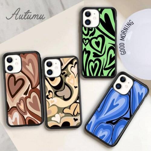 Green Brown LOVE Hearts Phone Case for iPhone 11 12 Pro Max mini X XR XS SE 2020 5 6S 7 8 Plus Samsung Galaxy S9 S10 Cover shell