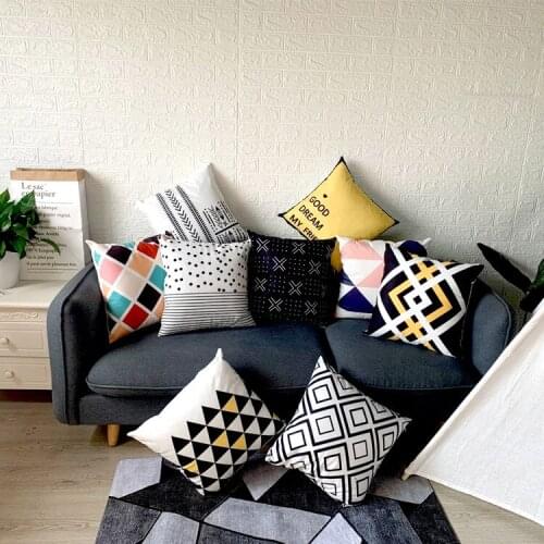 Home Sofa Cushion Pillowcase Geometric Linen Cushion Cover Living Room Bedroom Decoration
