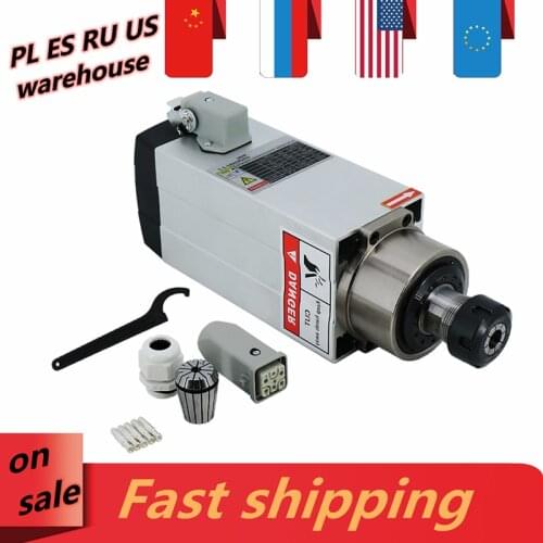 EU warehouse ER25 milling machine spindle motor 2.2kw 220v / 380v 300HZ 18000 rpm air cooling motor + 16 pcs ER25 collets 1-16mm
