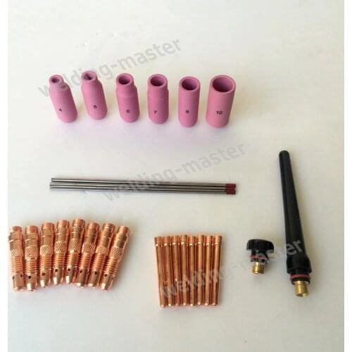 Tig Electrode Tig Torch WP 17 18 26 Master Kit Consumables Tungsten Electrode Nozzle Collet Body 28pcs