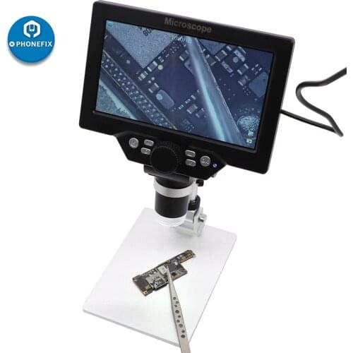 G1200 8 LED Magnifier 1200x Electron Microscope 12MP 7 Inch HD LCD Display Continuous Amplification Supporting 1-128GB Micro SD