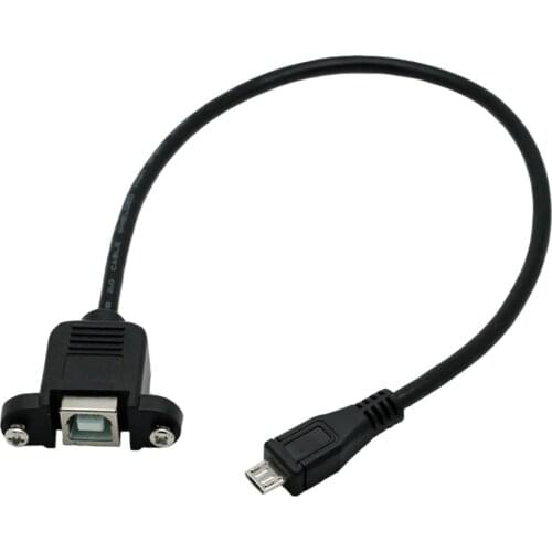 Micro USB to USB 2,0 Type B Female cable extension cable with panel Mount screw hole lock adapter 0,3 M 0,5 M