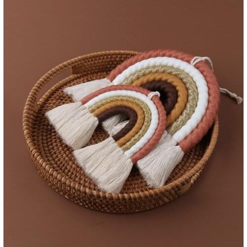 Macrame Rainbow Wall Hanging Decorative Colored Toy for Boho Home Decor, Party Supplies, Baby Shower, Nursery Dorm Room Decor
