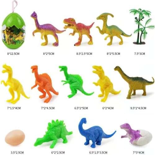 14pcs/set T-Rex animal model children dinosaur plastic solid boy set toy dinosaur egg plastic toy