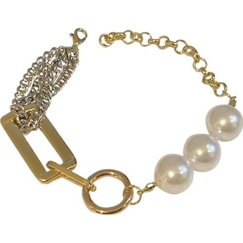 2021 Trendy Geometry Pearl Bracelet Alloy Bracelet on hand Women Bracelet Accessories Fashion Jewellery the Best Gift for Friend