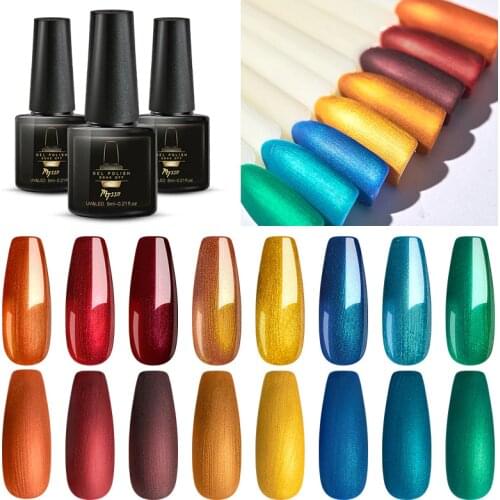 Mtssii 6ml Mirror Red Yellow Gel Nail Polish Mirror Metal Color Soak Off UV Gel Varnish Matte Top Coat Needed Nail Art Lacuqe
