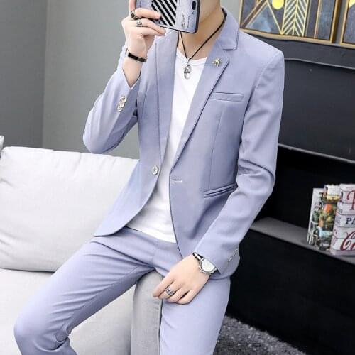 One Button 2 Piece Violet Slim Fit Men Formal Suit Custom Simple Groom Wedding Tuxedo Slim Fit Prom Wedding Men Suit With Pants