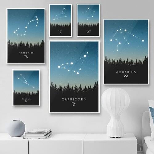 Vertical Planet Zodiac Sign Symbol Leo Cancer Wall Art Canvas Painting Nordic Posters And Prints Pictures Kids Room Home Decor
