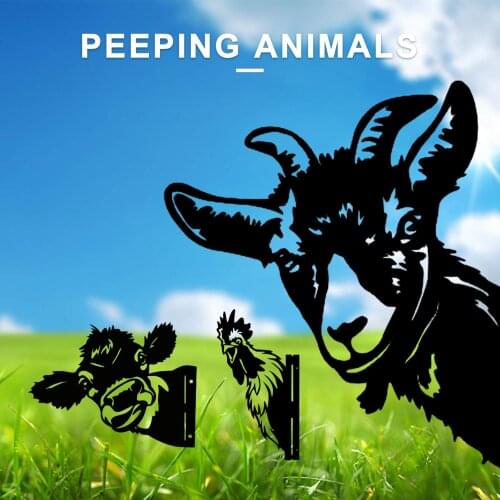 Wall Metal Cow Chicken Farm Peeping Cattle Metal Art Garden Ornaments Pendant Decoration Garden Decoration Wall Astonishing