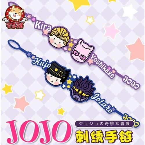 2020 Anime JoJos Bizarre Adventure Kira Yoshikage Kujo Jotaro Cosplay Embroidery Bracelet Wristband Jewelry Birthday Gift