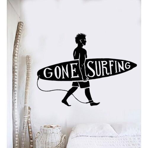 NEW Sport Series Wall Decal Surfing Guy Surf Beach Surfer Wall Sticker Vinyl Art Design Wall Mural Home Bedroom Decoration LA029