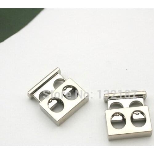 Wholesale 30pcs/lot square metal alloy stoppers toggle cord locks Drawstring lock with two holes STP-010